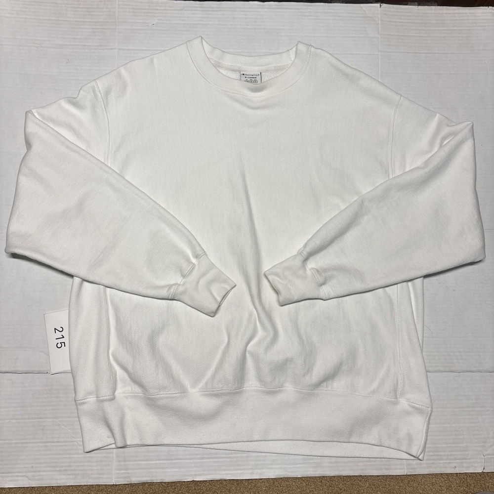 Champion Men's XL White Crewneck Sweatshirt 91% Cotton Pullover Made in Honduras